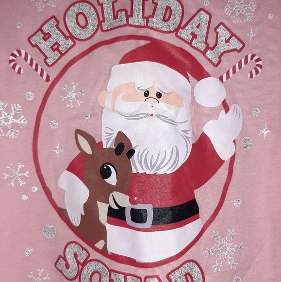 🆕️ Rudolph The Red-Nosed Reindeer Pink Christmas Tee / Girls Size 4 - Picture 3 of 4